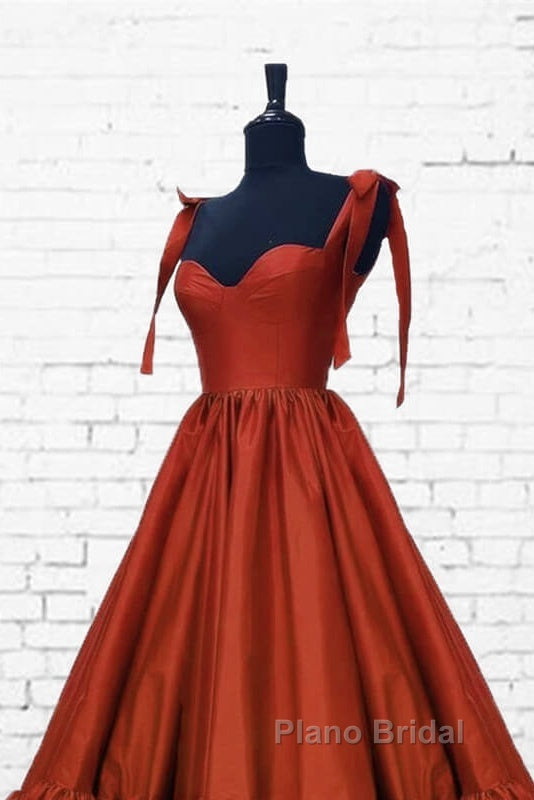 Burnt Orange Satin Ruffles Hem Dresses With Bow Secondary image