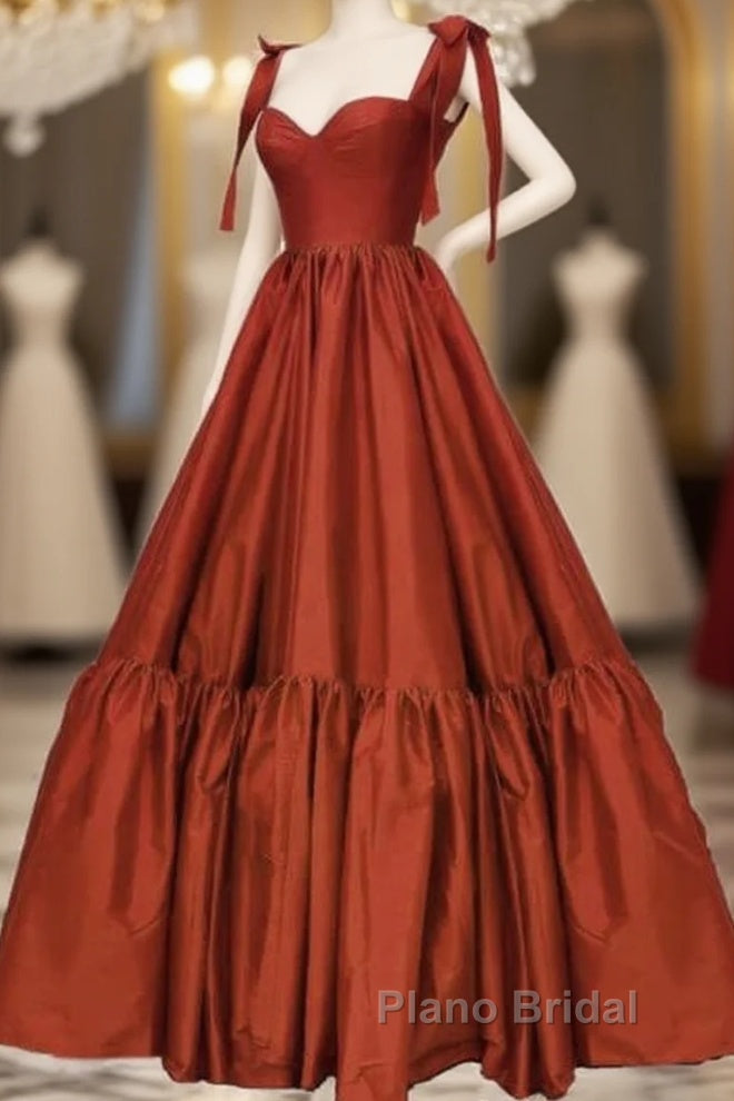 Burnt Orange Satin Ruffles Hem Dresses With Bow Main image
