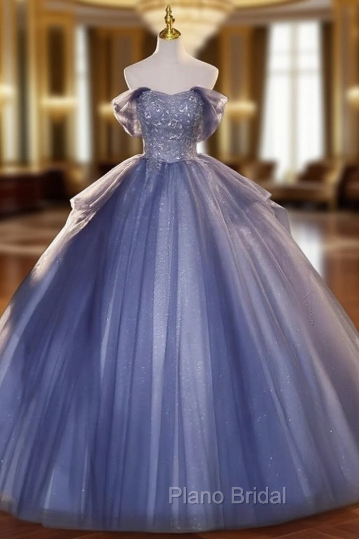 Buyishang Wedding Dresses Ball Gown Off Shoulder Short Sleeve Floor Length Organza Bridal Gowns With Beading Main image