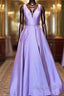 Simple Purple Satin Long Formal Prom Dresses Purple Formal Dresses, Graduation School Party Gown