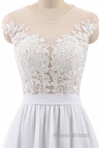 Cap Sleeve Appliques Chiffon A-line Wedding Dress