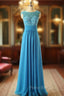 Cap Sleeve Lace Chiffon Floor Length Mother of The Bride Dresses