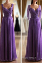 Cap Sleeves Backless Chiffon Formal Prom Dresses Bridesmaid Dresses