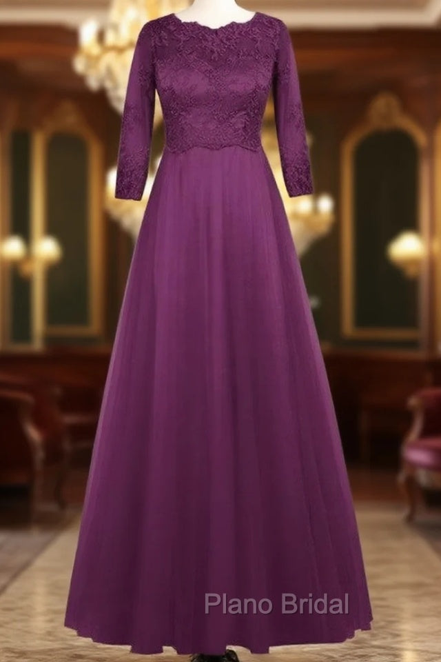 Casual Scoop Neck Half Sleeve Lace Tulle A-Line Mother of the Groom Dresses Main image
