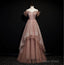 Dark Pink Tulle Beaded Layer Tulle Long Evening Dress, Charming Prom Dress