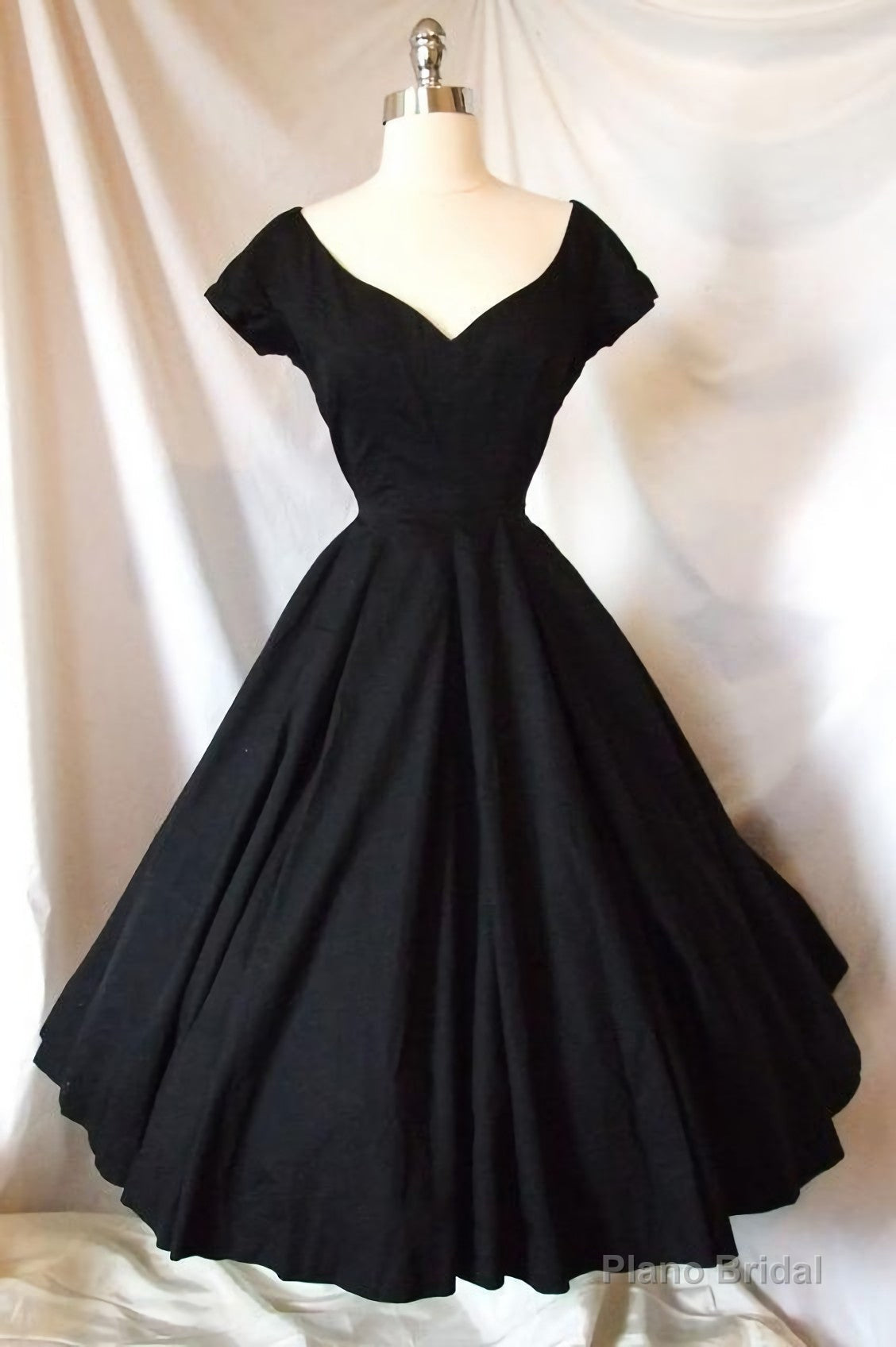 A Line Black Satin Cocktail Party Dresses, Homecoming Dress Main image
