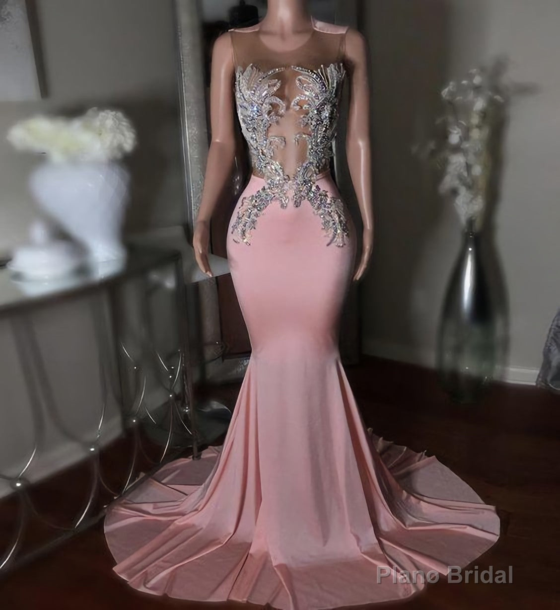 Pink Long Prom Dress, Mermaid Evening Dress