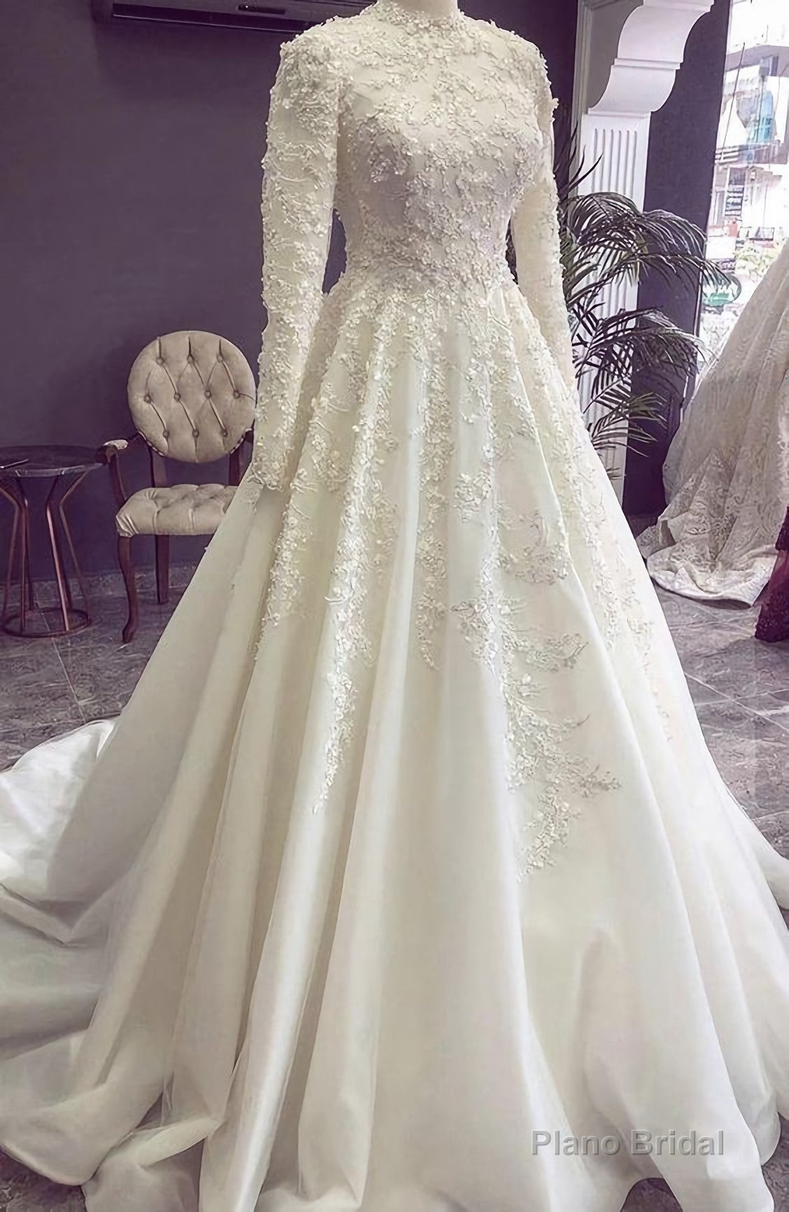 Ball Gown White Lace Wedding Dresses, Elegant Bridal Gown Prom Dress Main image