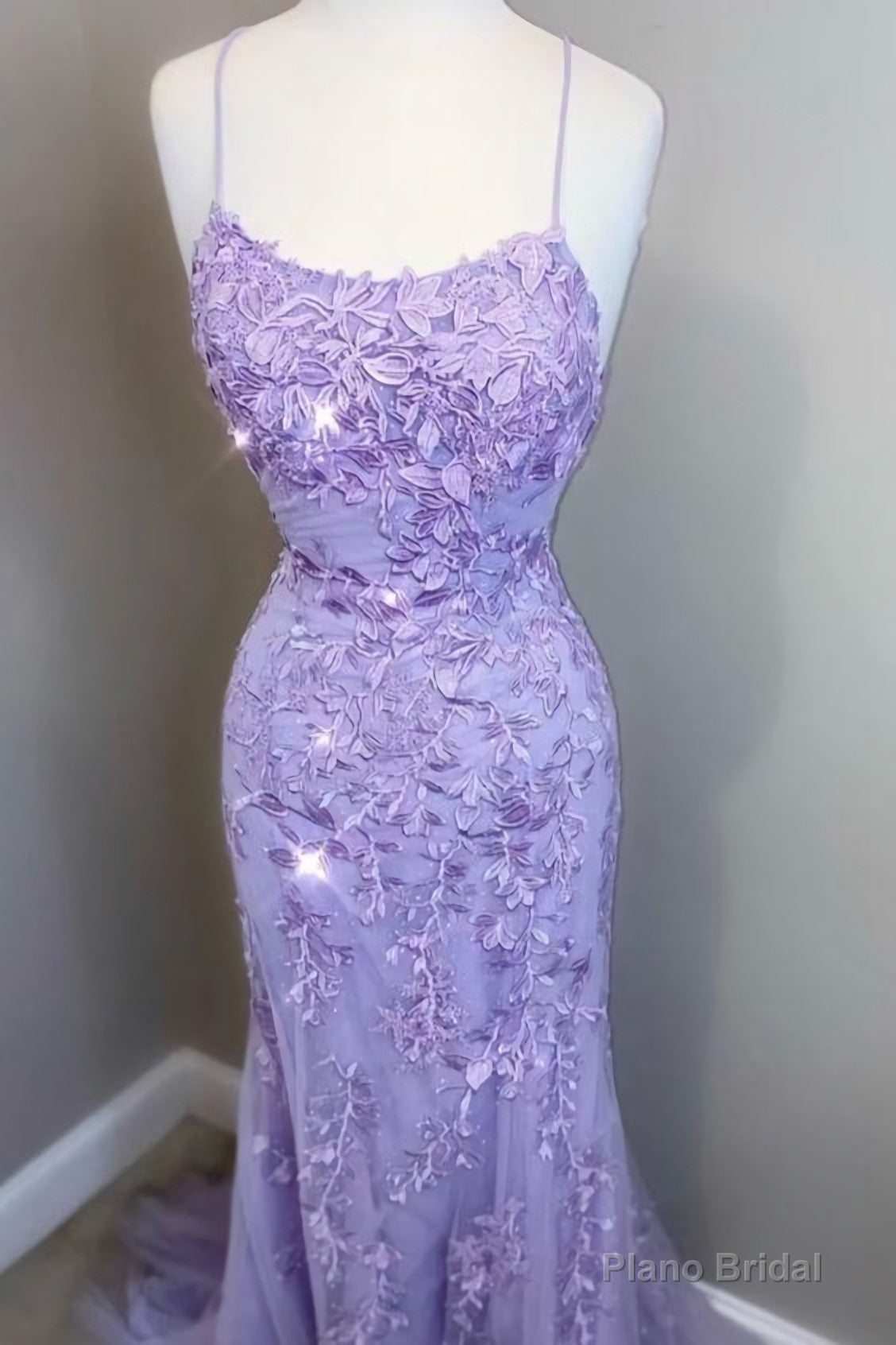 Mermaid 2025 Lavender Lace Long Prom Dress, Formal Dress Main image