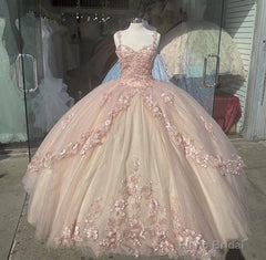 Baby Pink Quinceanera Dress, Elegant Prom Dresses, Long Evening Dress