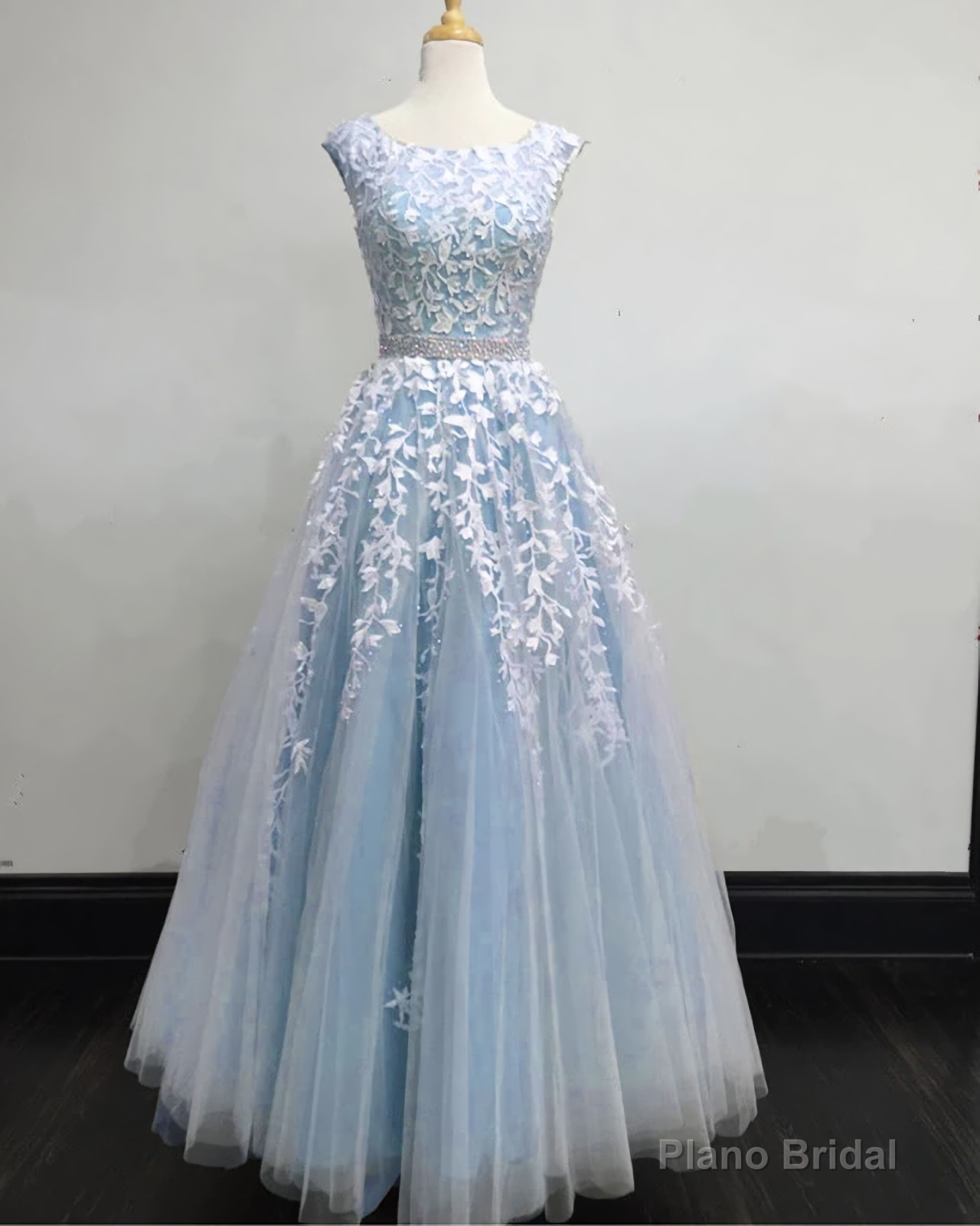Modest Prom Dresses, Tulle Cap Sleeves Lace Embroidery Main image