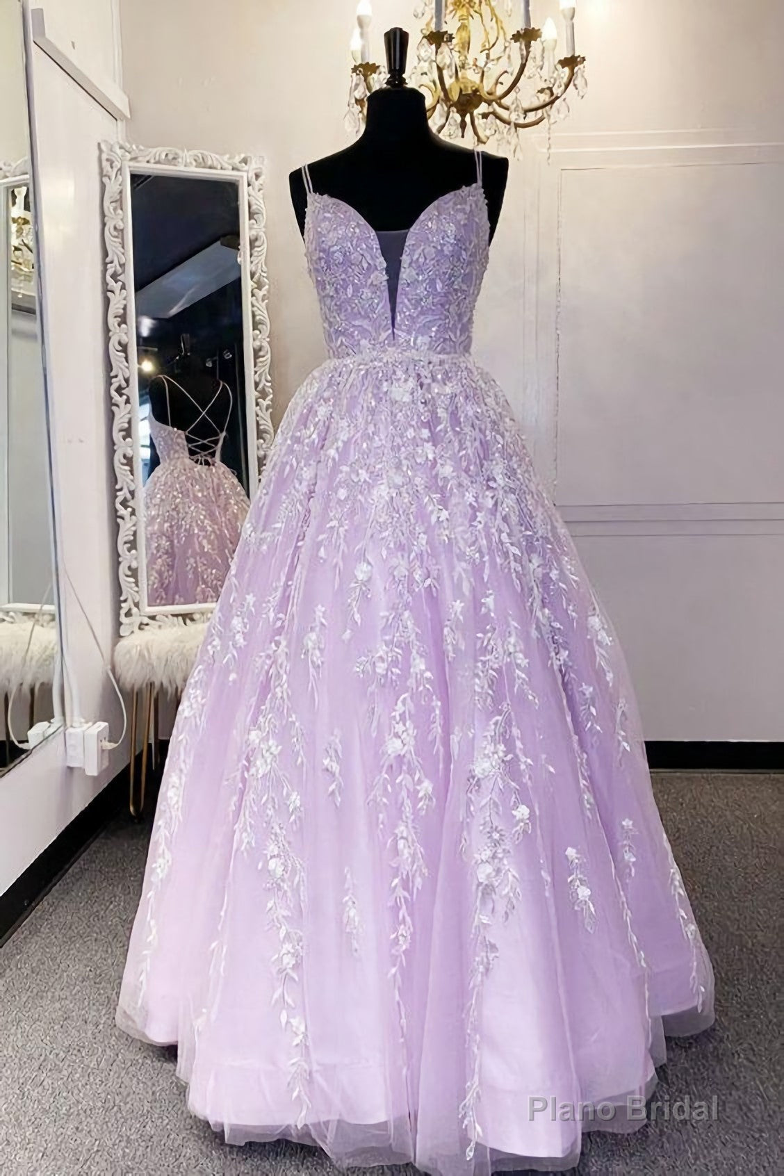 A Line Lilac A Line Long Formal Dress, Prom Dress Main image