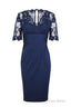 Eleagnt Short Sleeves Empire Navy Blue Short Mother Of The Bride Homecoming Dress