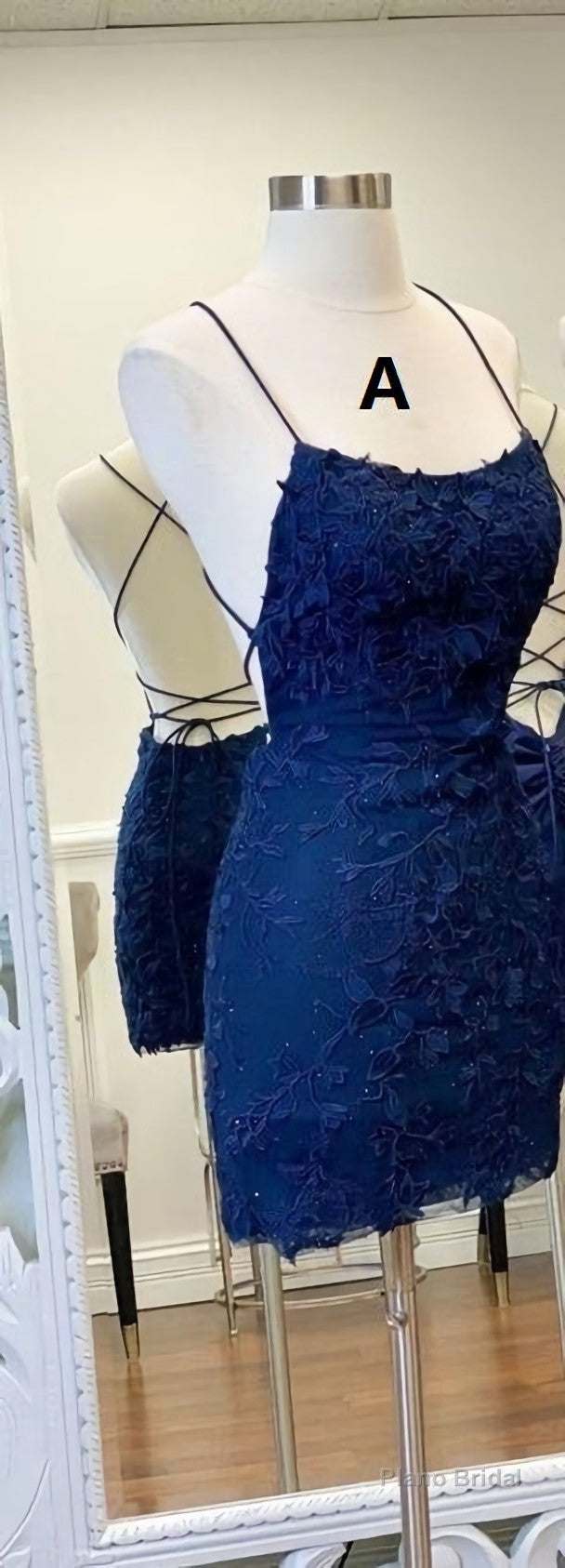 Sexy Straps Sheath Short Homecoming Dress, Lace Backless Secondary image