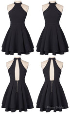 O Neck A Line Homecoming Dress, Sleeveless Chiffon Short Party Dress