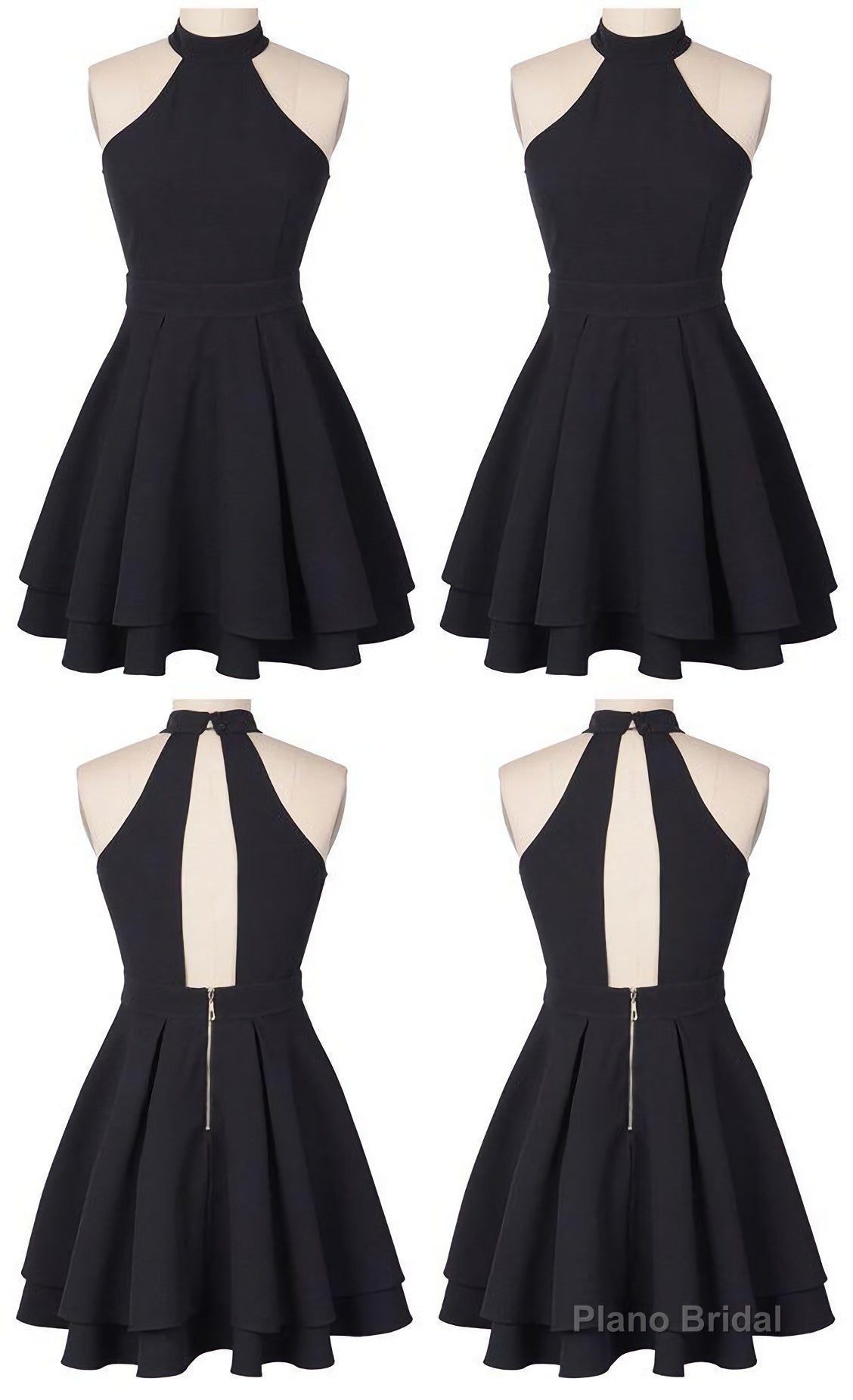 O Neck A Line Homecoming Dress, Sleeveless Chiffon Short Party Dress Main image