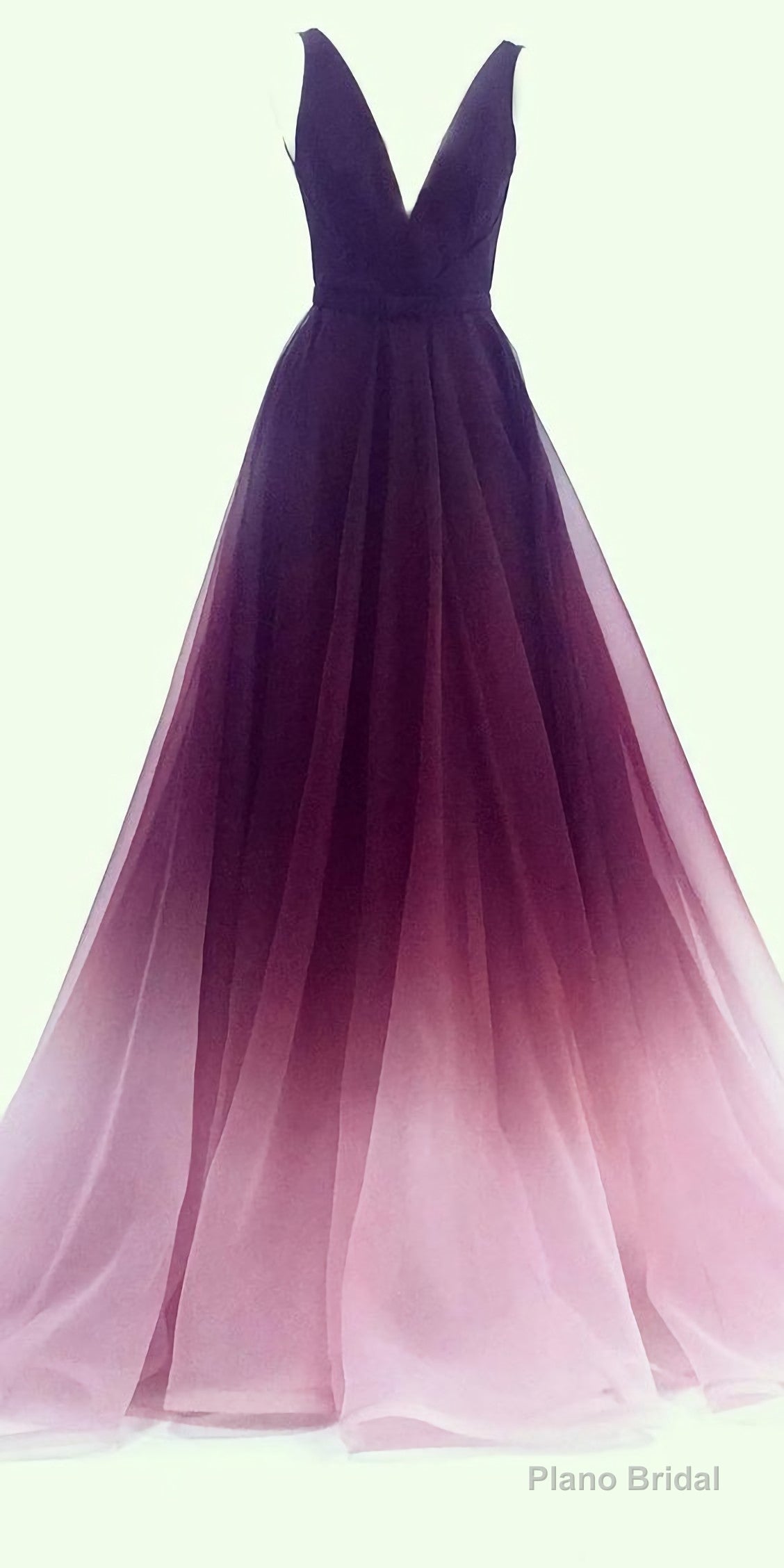 A Line V Neck Chiffon Ombre Long Prom Dresses, Simple Formal Gown Main image