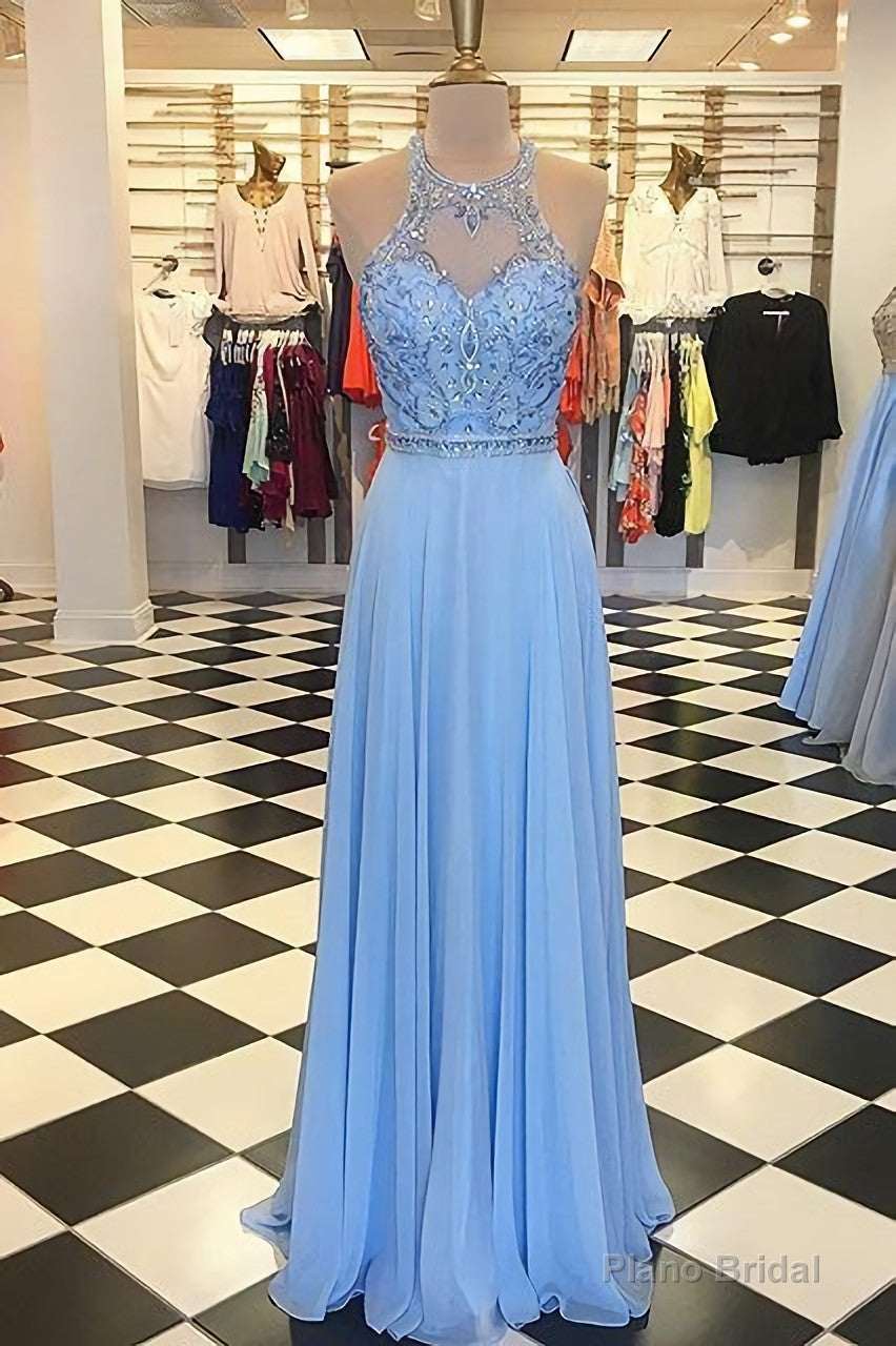 Gorgeous Prom Dress, Blue Chiffon Prom Dress, Long Prom Dress Main image