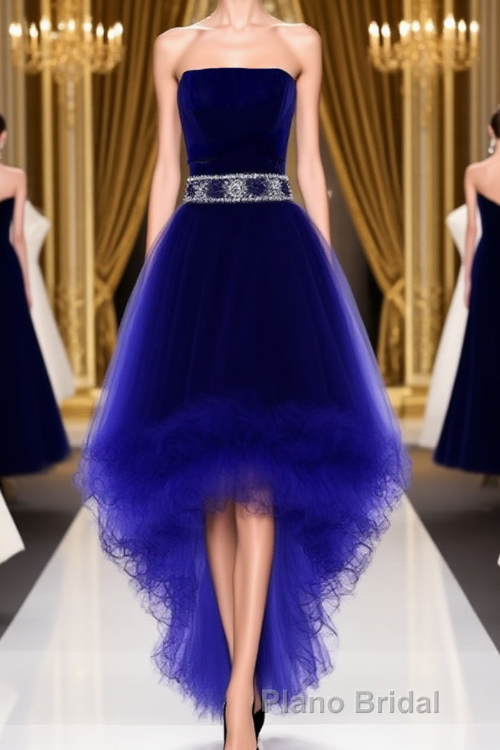 Wine Red Homecoming Dresses, Burgundy High Low Party Dresses with Beadings Main image