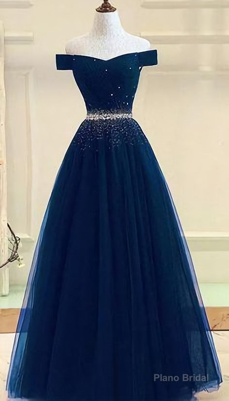 Tulle Prom Gown Off Shoulder Prom Dresses, Long Prom Dress, A Line Evening Dress Main image