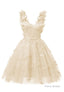 Champagne 3D Butterfly Lace Applique Tulle Homecoming Dress for Teens Sweetheart Mini Short Prom Dresses