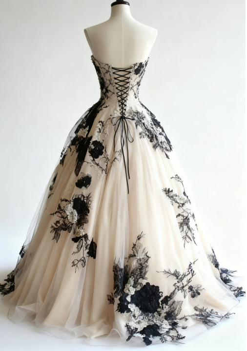 Light Champagne A-Line Sweetheart Neckline Tulle Applique Wedding Dresses, Vintage Long Formal Evening Gown