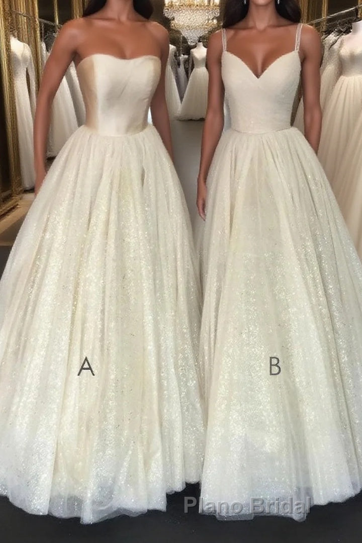 Champagne A-line tulle long Formal Prom dress champagne evening dress Main image