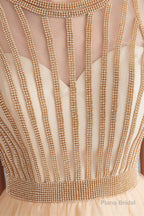 A-Line Tulle Sleeveless Beading Homecoming Dresses