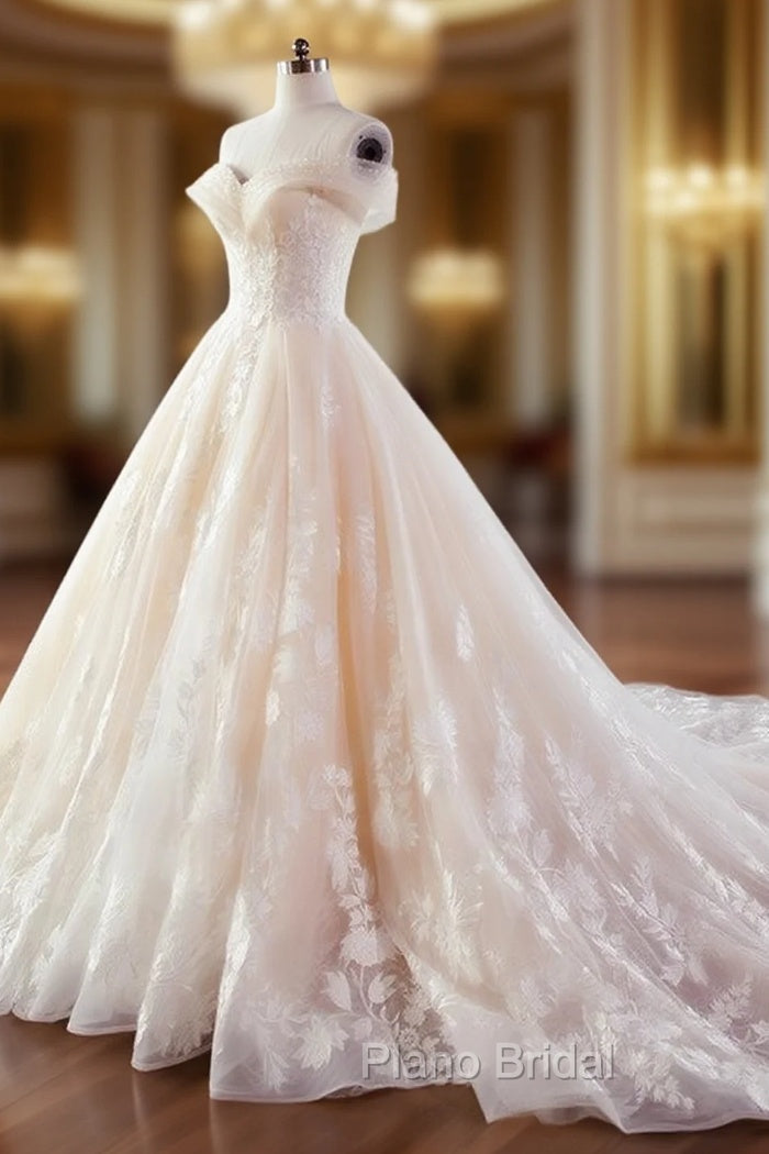Champagne Ball Gown Off The Shoulder Appliques Wedding Dresses Main image