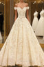 Champagne Ball Gown Off The Shoulder Flower Wedding Dresses