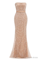 Champagne Beading Prom Dresses Sweep Train High Neck Zipper Sleeveless Fromal Dresses