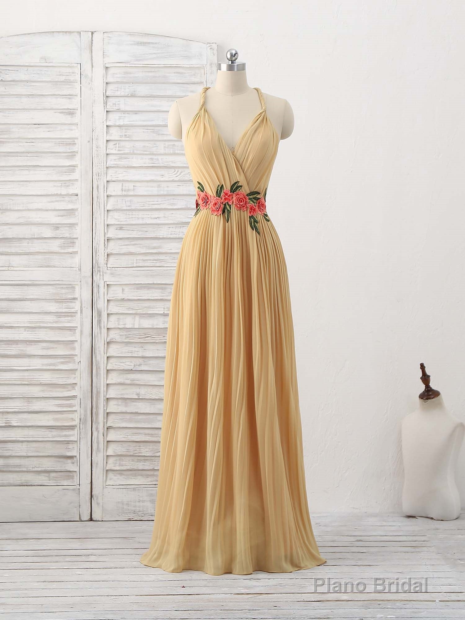Champagne Chiffon Long Prom Dress, Chiffon Evening Dress Secondary image