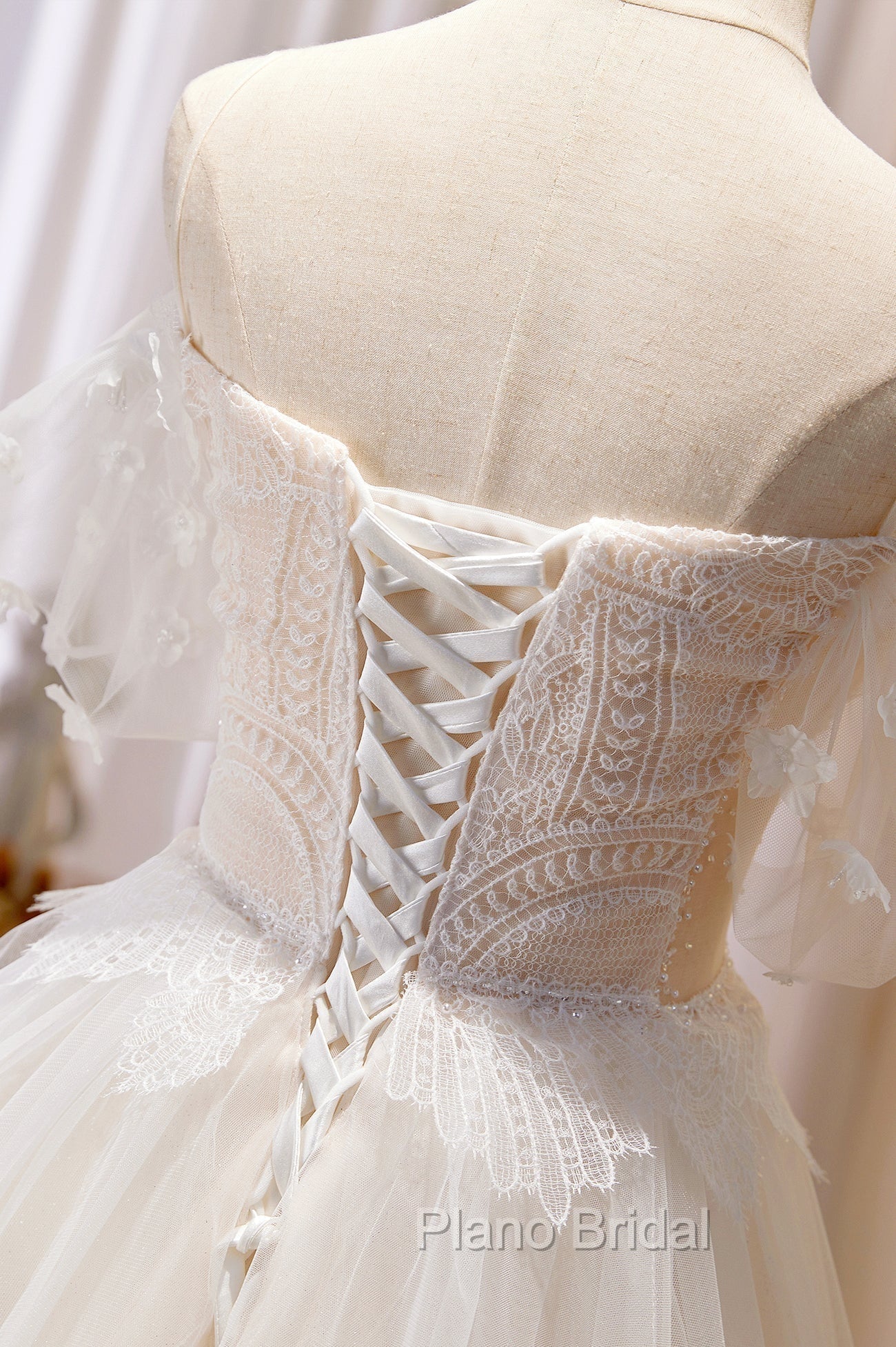 Champagne Floor Length Lace Long Formal Prom Dresses, Off the Shoulder Evening Dresses