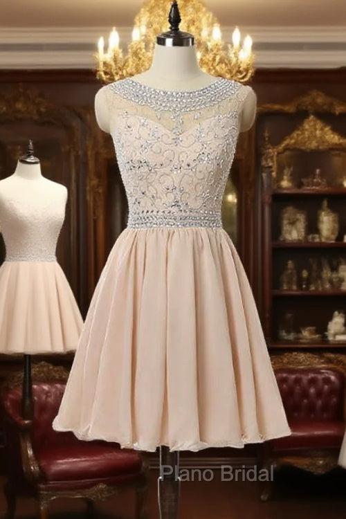 Champagne Homecoming Dresses A-line Cap Sleeves Chiffon Main image
