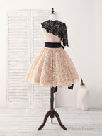 Champagne Lace Short Prom Dress, Champagne Homecoming Dress