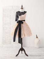 Champagne Lace Short Prom Dress, Champagne Homecoming Dress