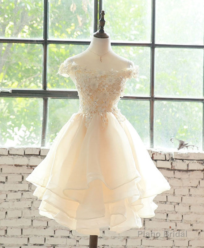Champagne Lace Tulle Short Prom Dress, Homecoming Dress Secondary image