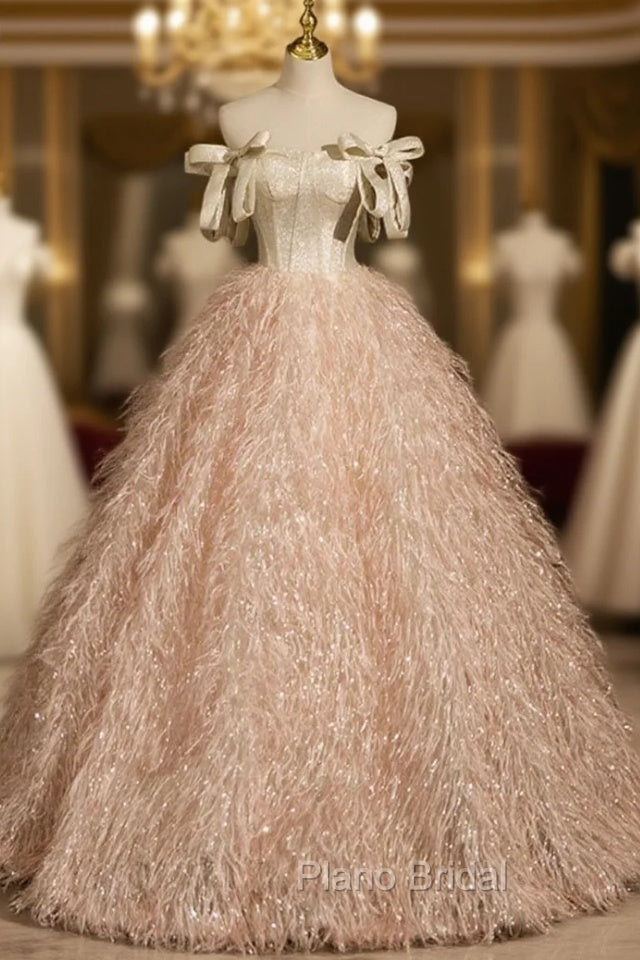 Champagne Pink Off the Shoulder Quinceanera Dresses Main image