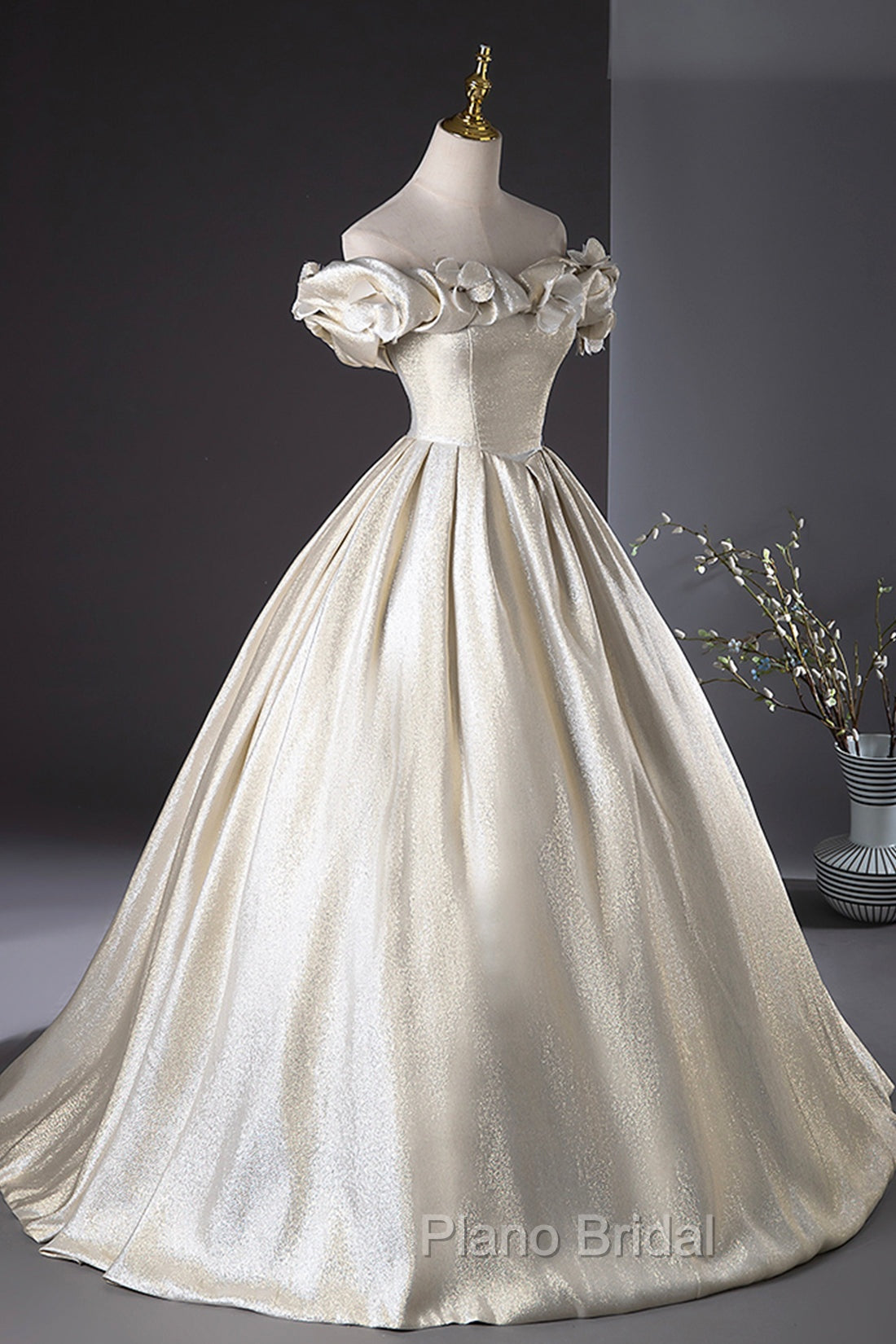 Champagne Satin Long Formal Prom Dresses, Beautiful A-Line Evening Party Dresses