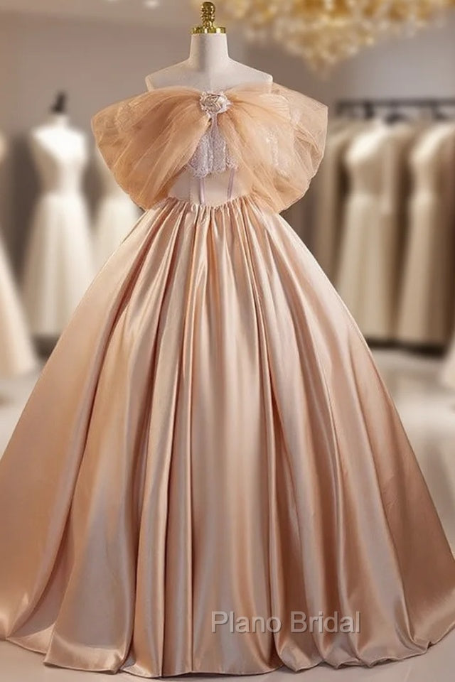 Champagne Satin Strapless Quinceanera Dresses Main image