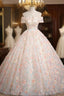 Champagne Sequins Flower Off the Shoulder Quinceanera Dresses