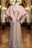Champagne Sequins Halter Beading Formal Prom With Feather Shawl