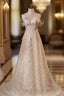 Champagne Sequins Off the Shoulder Wedding Dresses