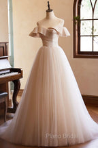 Champagne Spaghetti Straps Floor Length Formal Prom Dresses, A-Line Sleeveless Backless Evening Party Dresses