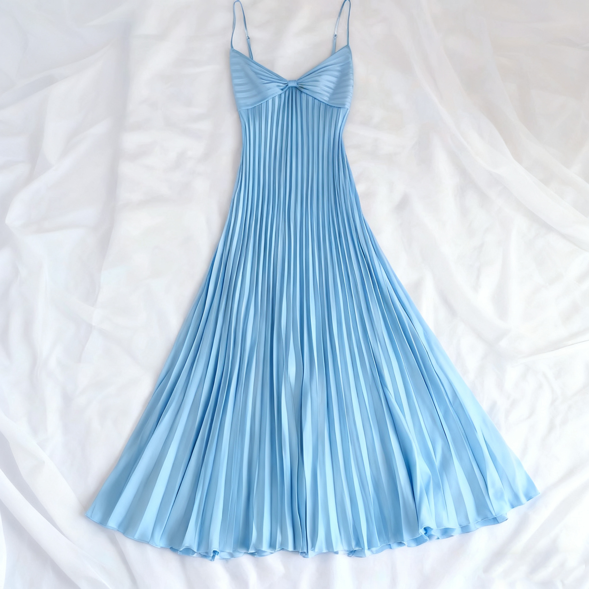 Champagne Spaghetti Straps Long Formal Prom Dresses Pleated Formal Evening Dresses