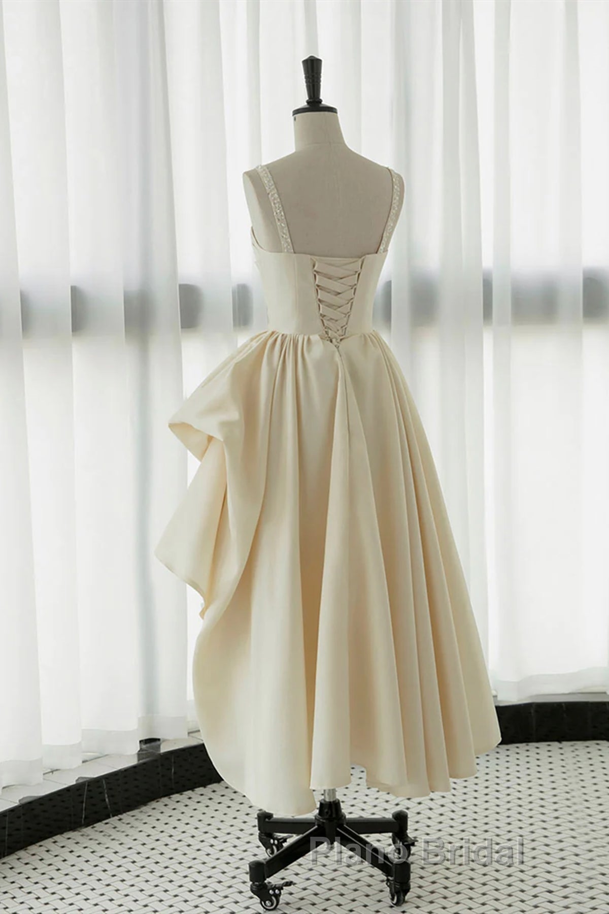 Champagne Tea Length Formal Prom Dresses, Champagne Tea Length Formal Homecoming Dresses Secondary image