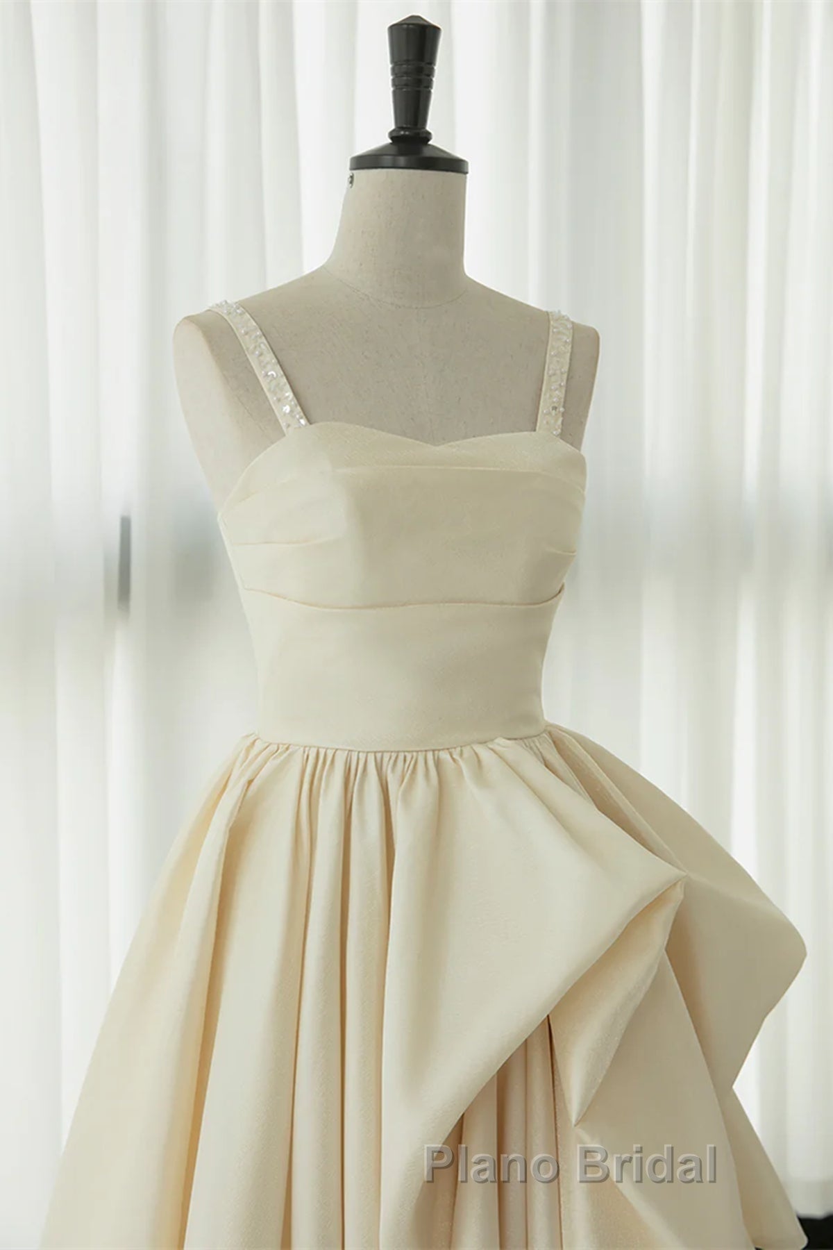 Champagne Tea Length Formal Prom Dresses, Champagne Tea Length Formal Homecoming Dresses