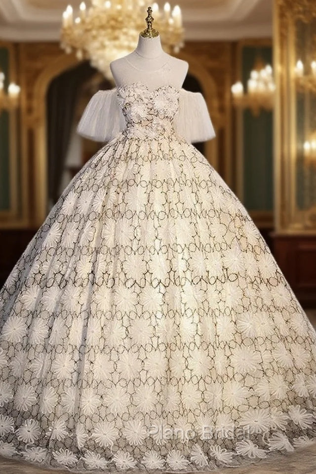 Champagne Tulle Lace Ball Gown Quinceanera Dresses Main image