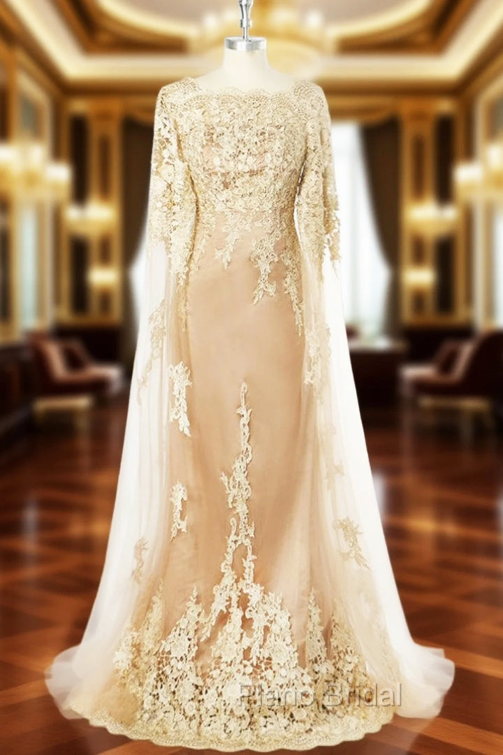 Champagne Tulle Lace Cowl Mother of the Bride Dresses for Weddings Main image