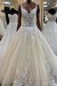 Champagne tulle lace long Formal Prom dress, champagne evening dress